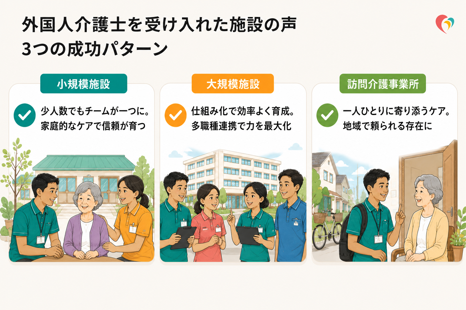 外国人介護士を受け入れた施設の声｜3つの成功パターン