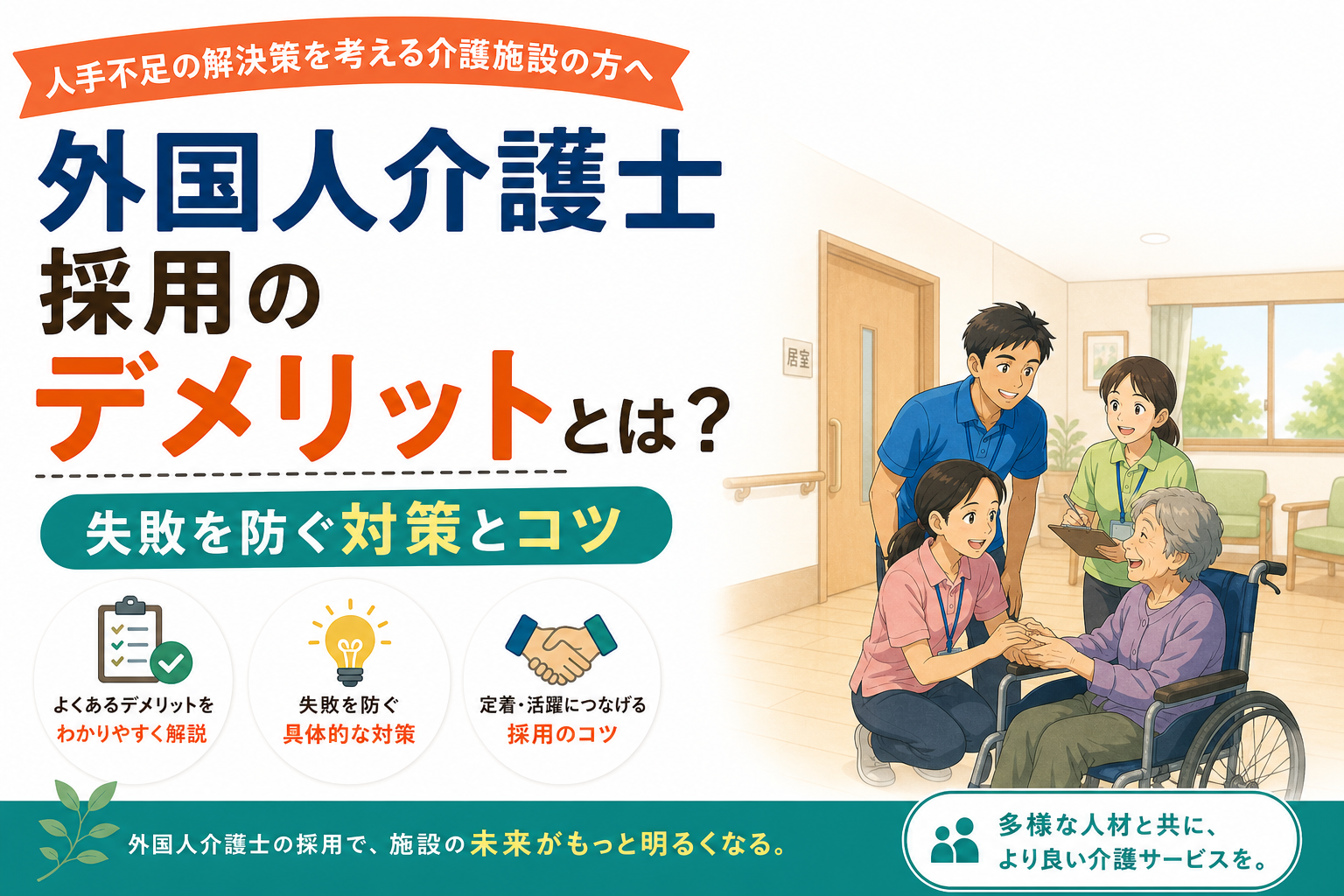 外国人介護士採用のデメリットとは？失敗を防ぐ対策とコツ