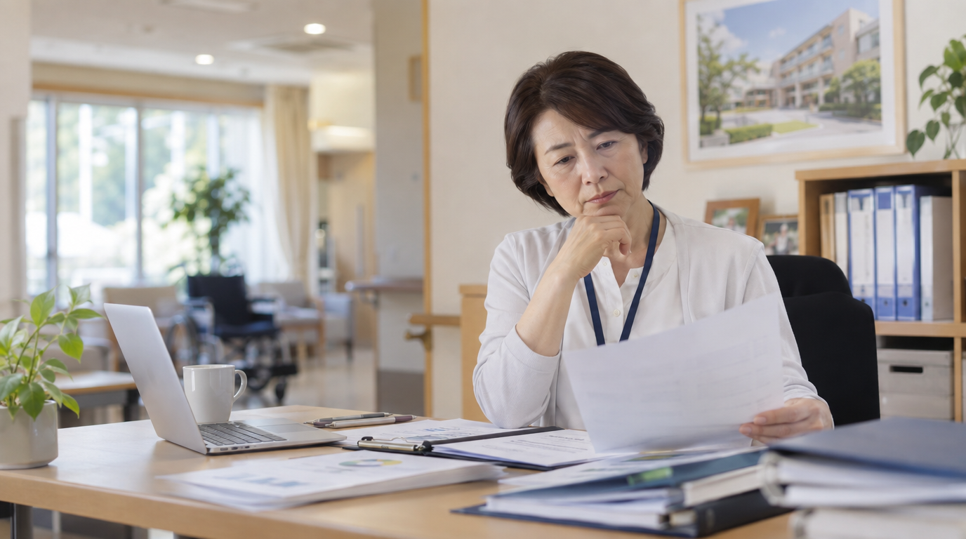 日本人の施設長。検討している様子。