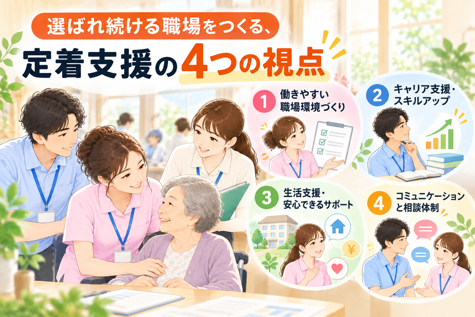 選ばれ続ける職場をつくる、定着支援の4つの視点