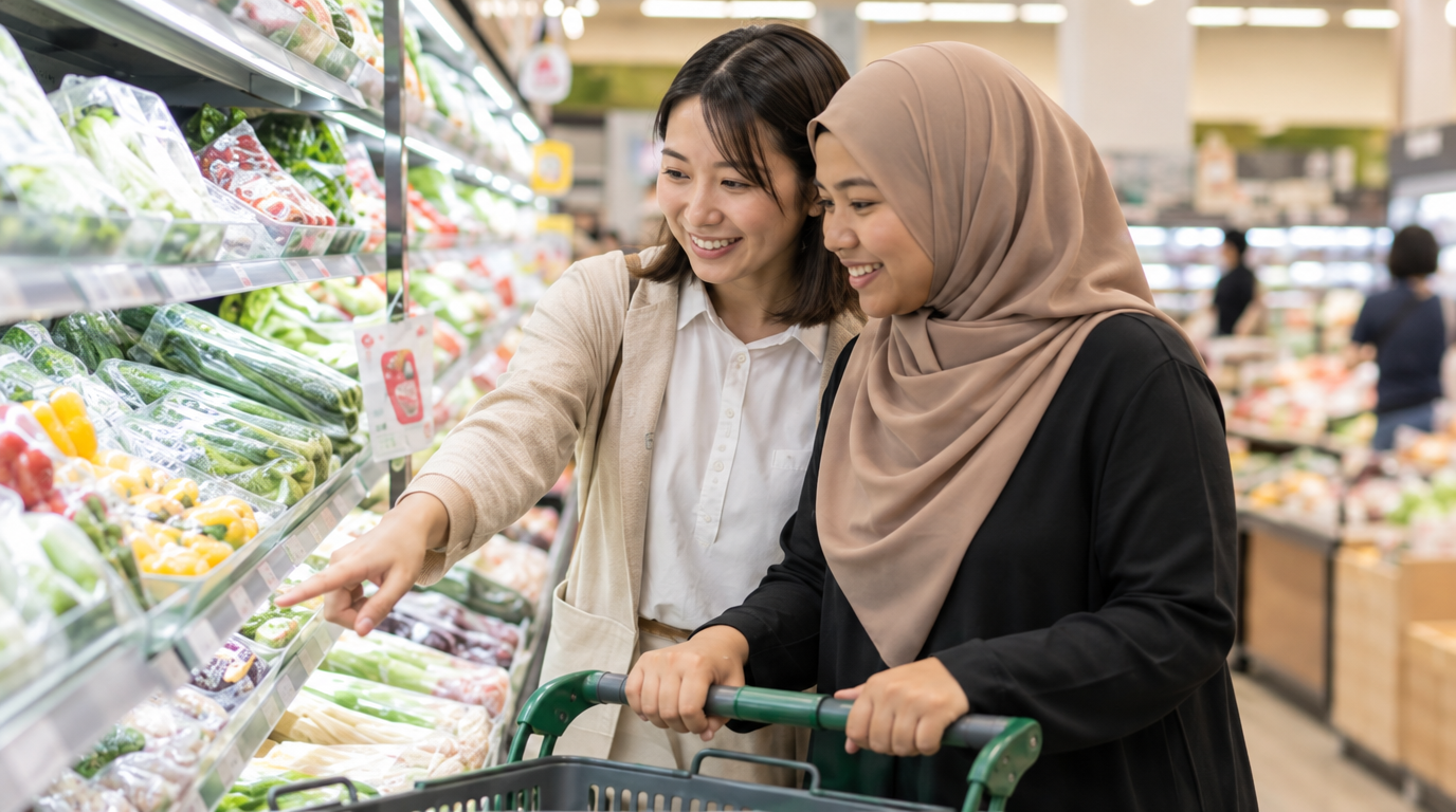 スーパーでの買い物同行