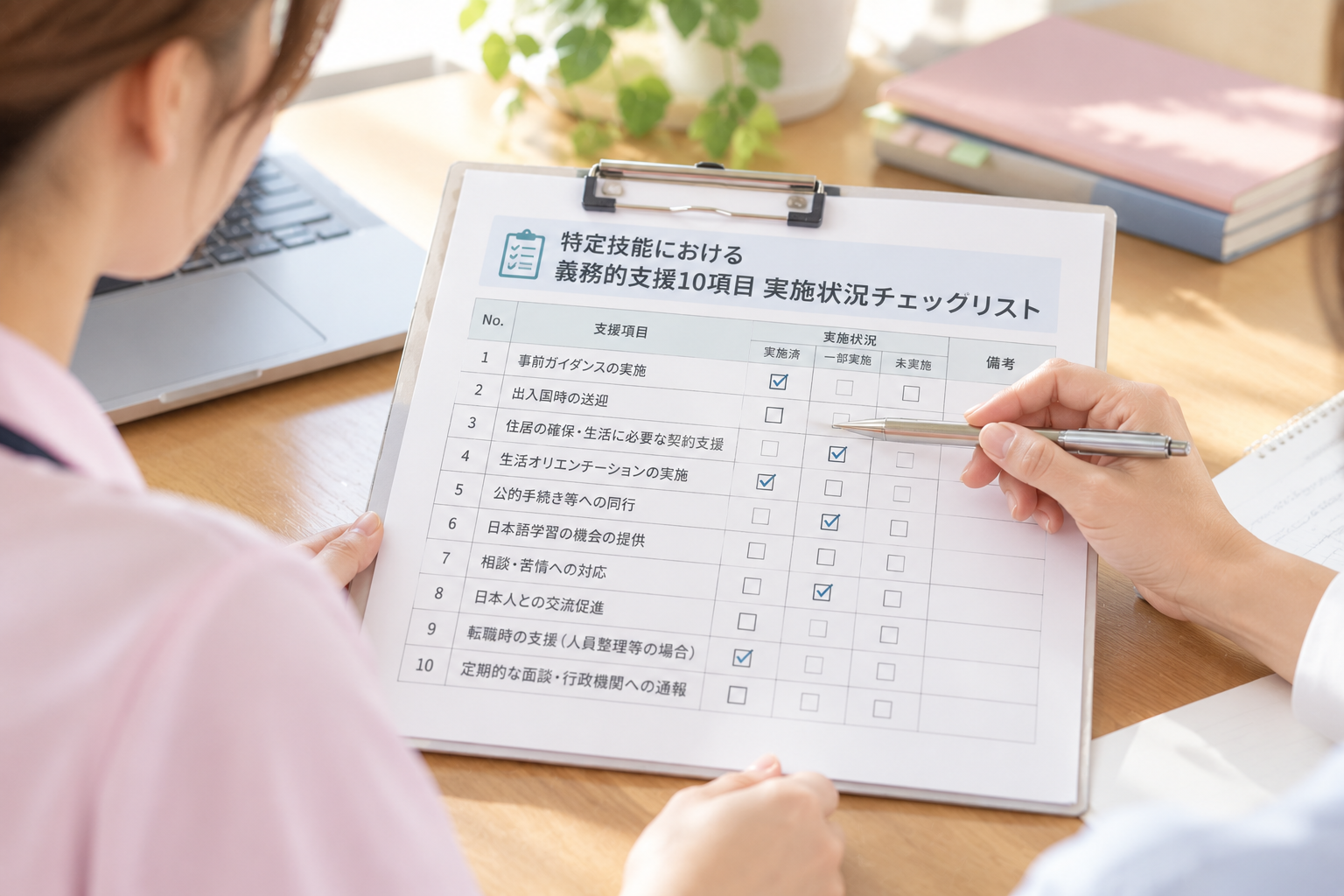 介護施設の実施状況チェックリスト（自社向け／委託先への確認ポイント）